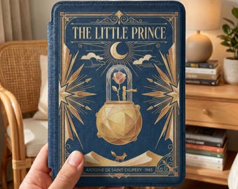 Little Prince Kindle case cover accessories, cute book folio case bookish reader gift for Kindle Paperwhite 12th gen with hand strap sleeve