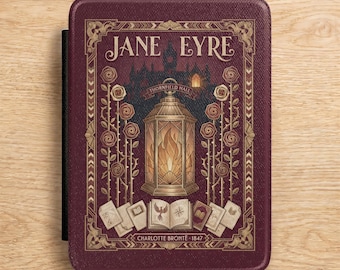 Jane Eyre Kindle case cover accessories, cute book folio case bookish reader gift for Kindle Paperwhite 12th gen with hand strap sleeve
