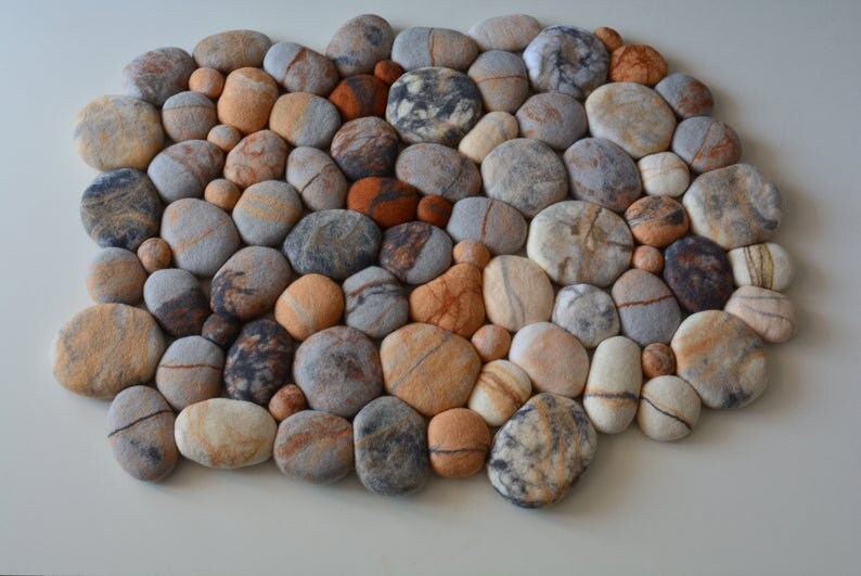 Felt Stone Rug Wool Stone Rug Pebble Rug Felted Pebble Etsy