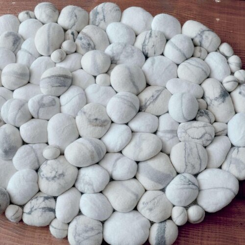 Felt Stone Rug Wool Stone Rug Pebble Rug Felted Pebble Etsy