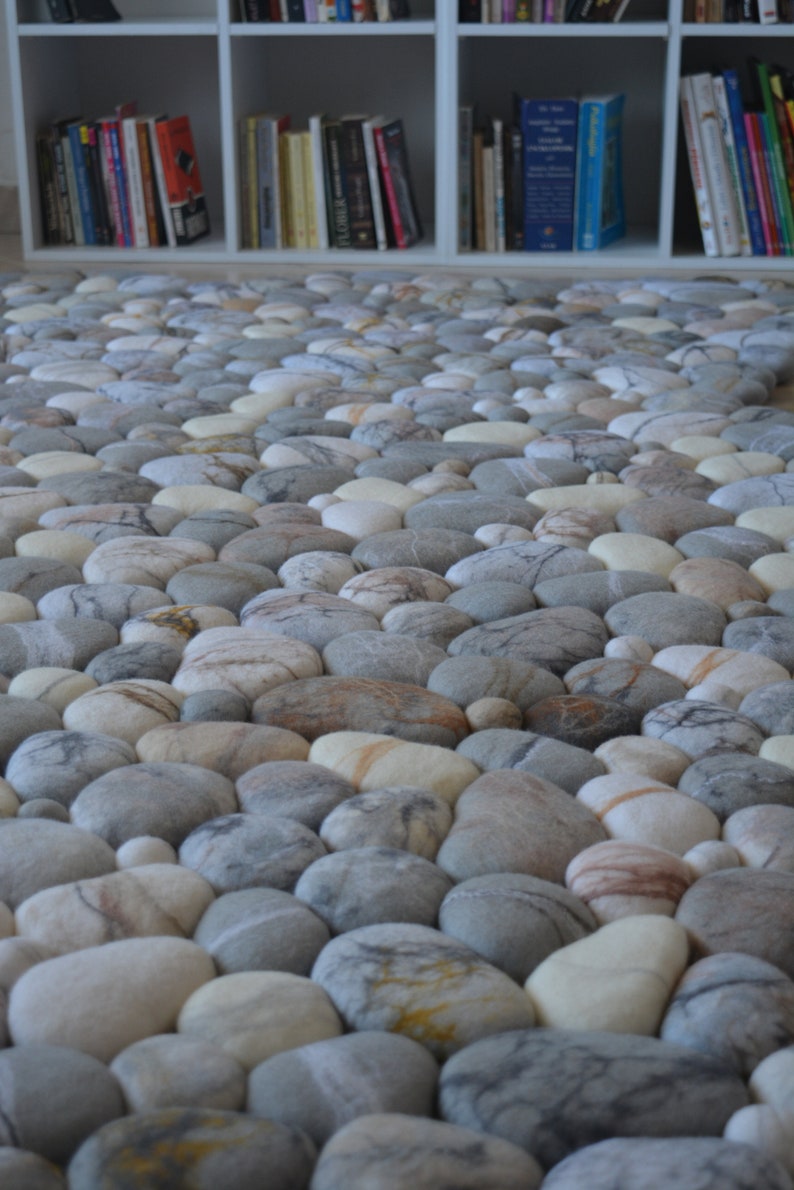 Felt Stone Rug Wool Stone Rug Pebble Rug Felted Pebble Etsy