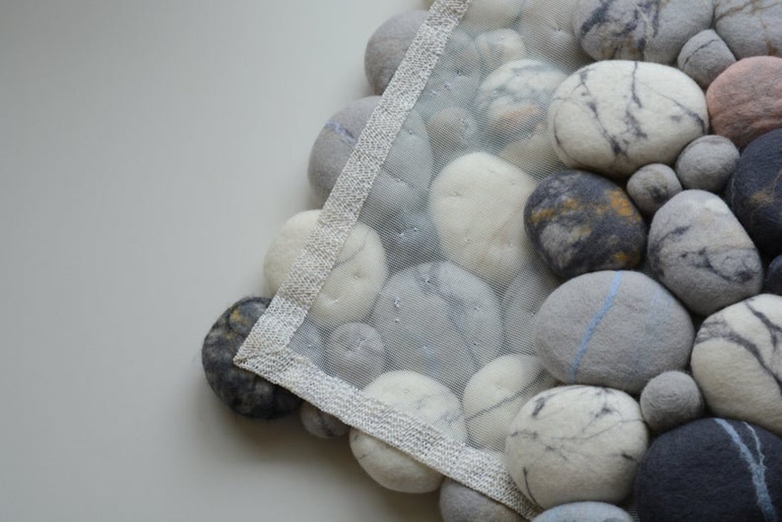 Felt Stone Rug Wool Stone Rug Pebble Rug Felted Pebble Etsy