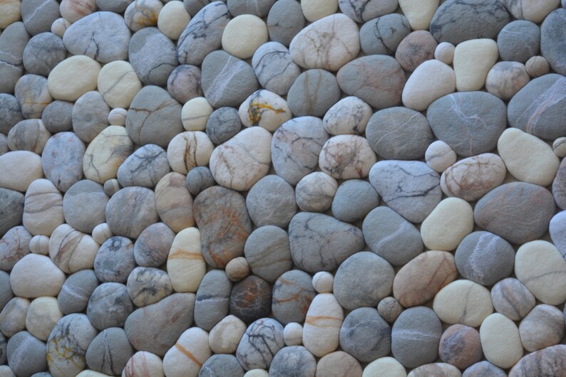 Felt Stone Rug Wool Stone Rug Pebble Rug Felted Pebble Etsy