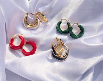 red enamel earrings