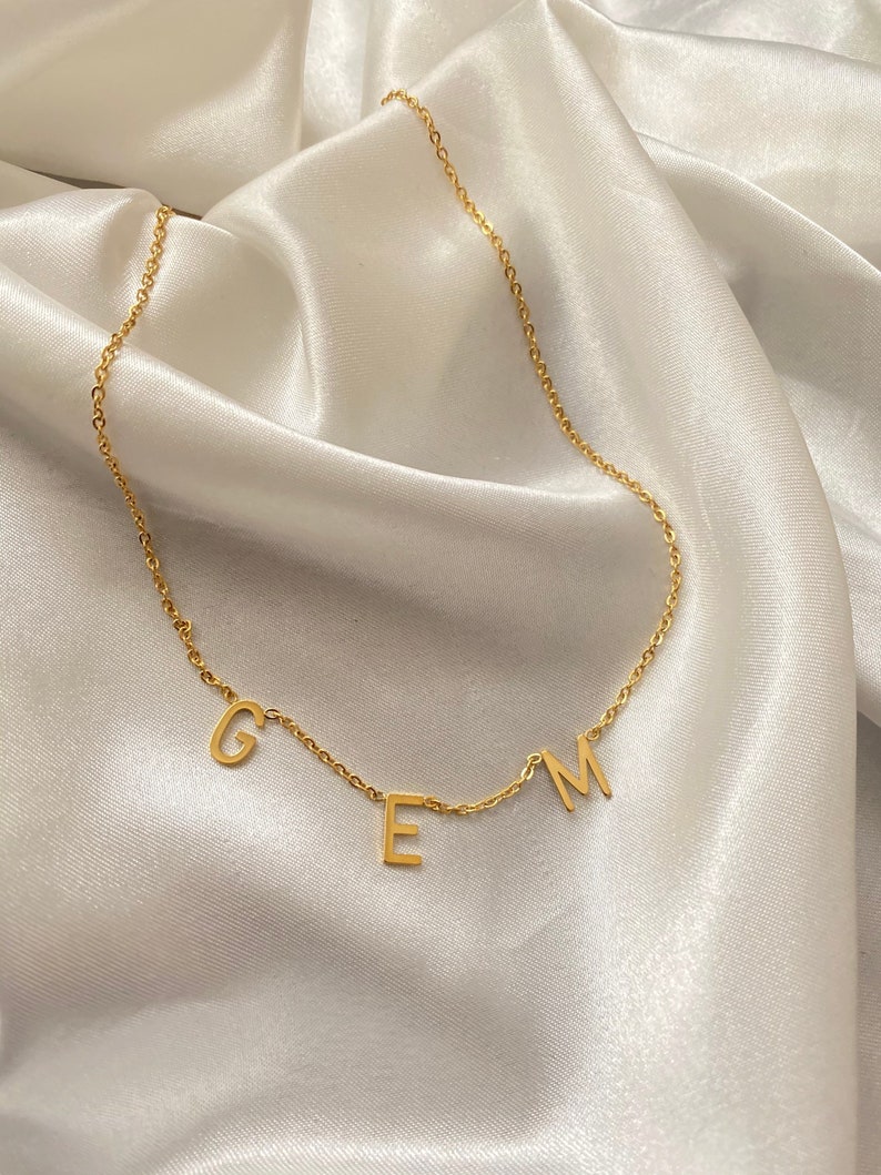 Gold Letter Necklace Gold Choker Custom Letter Choker Name Etsy