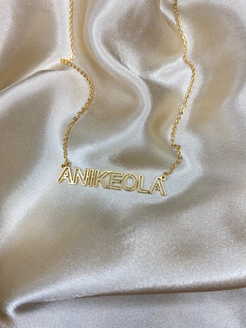 Name Necklace Outline Name Necklace Gold Name Necklace Personalised Name Necklace Personalised Necklace image 5