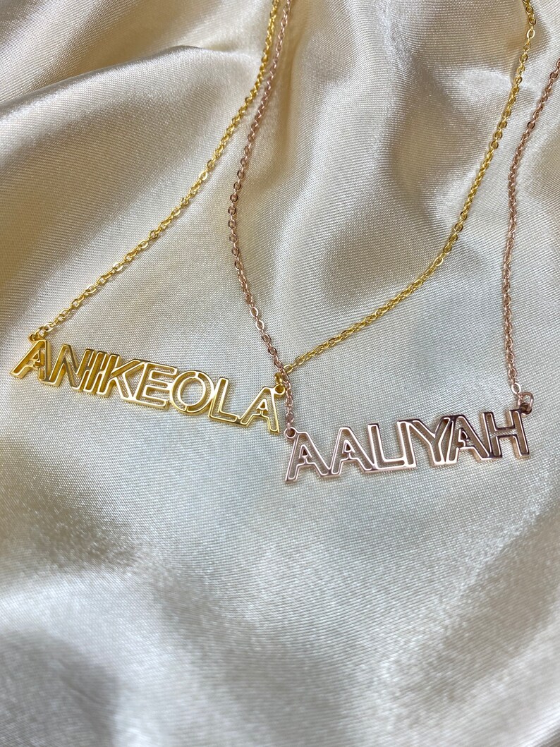 Name Necklace Outline Name Necklace Gold Name Necklace Personalised Name Necklace Personalised Necklace image 6
