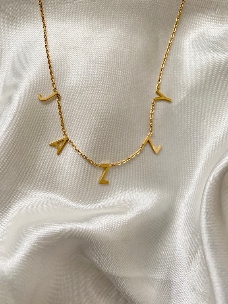 Gold Letter Necklace Gold Choker Custom Letter Choker Name Etsy