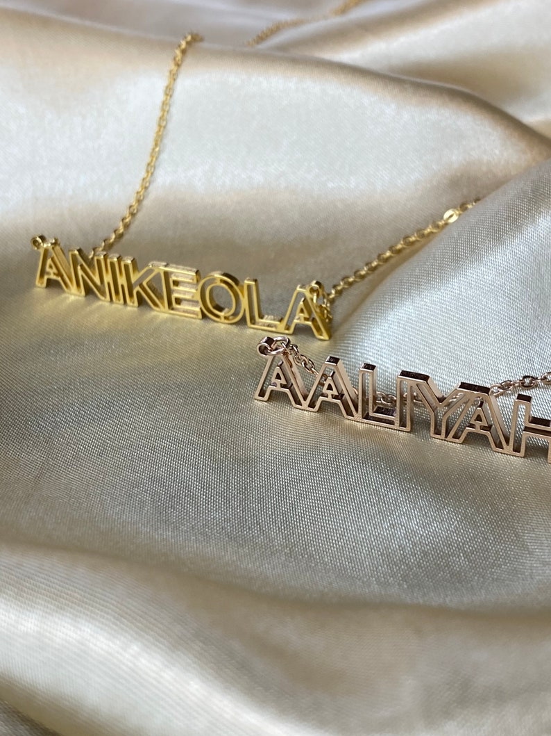 Name Necklace Outline Name Necklace Gold Name Necklace Personalised Name Necklace Personalised Necklace image 3