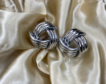 Silver Knot Earrings, 90s Earrings, Gold Earrings, Statement Earrings, Silver Chunky Earrings, Triple Knot Earrings Silver Earrings