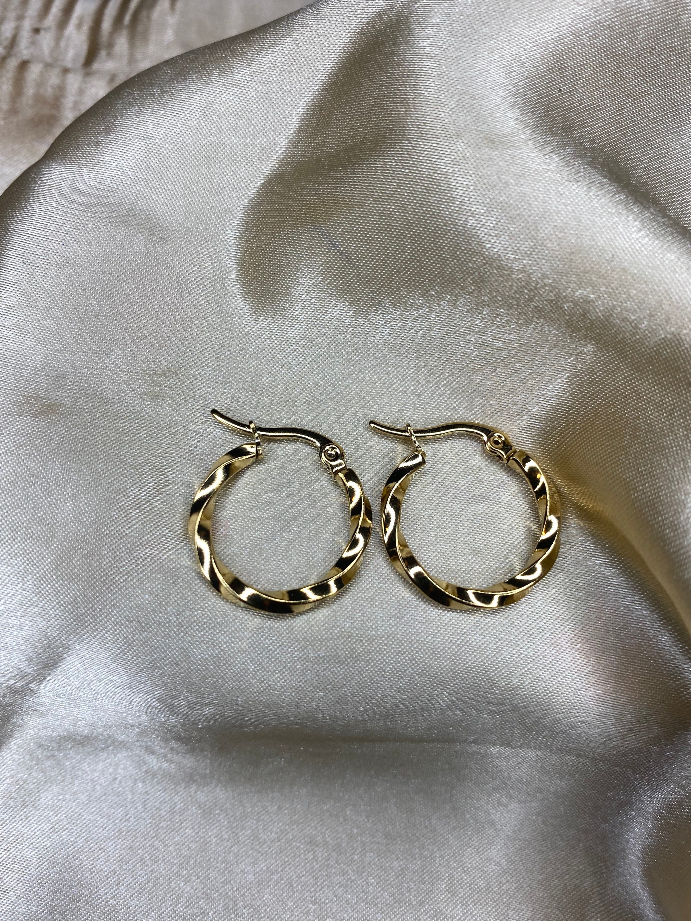 Twisted Gold Earrings 18k Gold Plated Hoops Gold Hoop - Etsy
