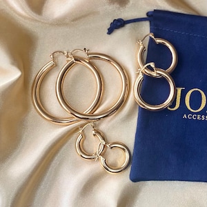 14k Gold Plating Classic Gold Hoops Thick Gold Hoops Gold Chunky Hoops Thick Hoop Earrings Small Hoops Big Hoop Christmas Gift Gift for Her