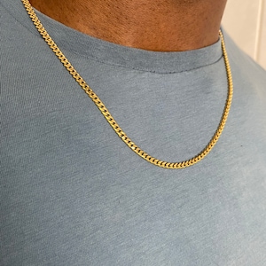 Cuban link chain 18K Gold Cuban Link Necklace Stainless Steel Curb Necklace gift for him Father’s Day Gift