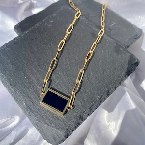 Paperclip Link Chain Choker Chain Collar Necklace Black Pendant Necklace Stainless Steel Necklace Layering Necklace Christmas Gift