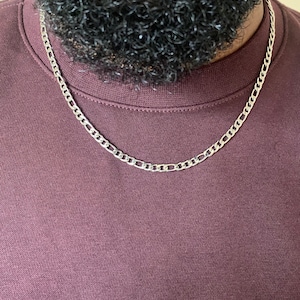 Stainless Steel Figaro Chain Necklace, Minimalist Unisex Style