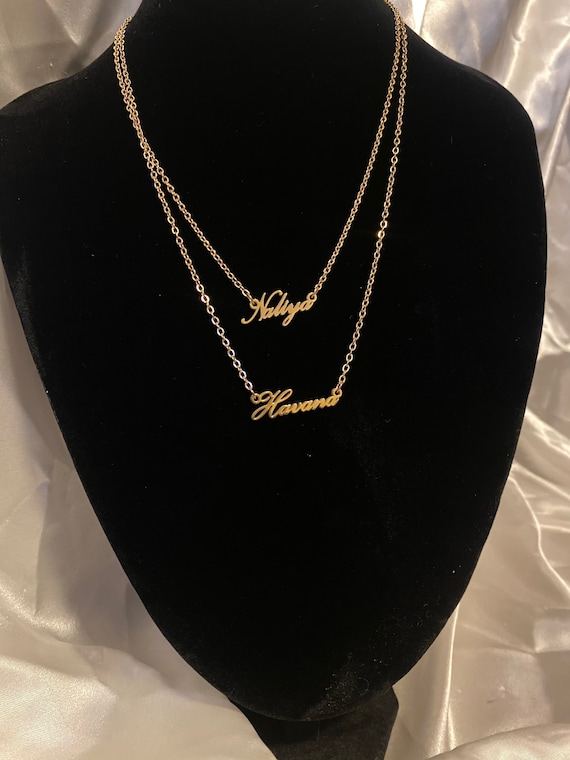 Double Name Necklace Two Name Necklace Gold Name Necklace Personalised Necklace Layered Name Necklace BFF Siblings Personalised Gift Etsy