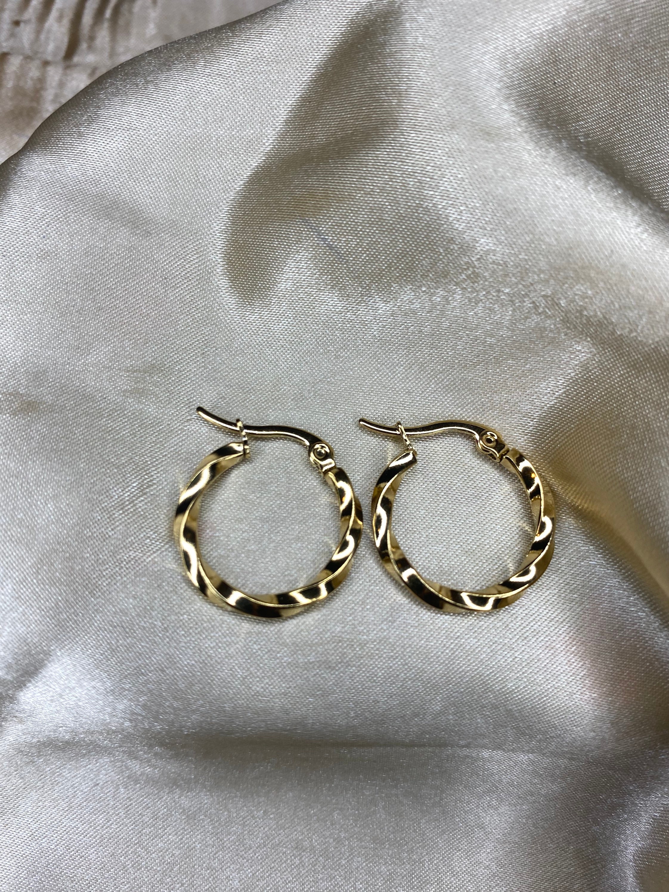 Twisted Gold Earrings 18k Gold Plated Hoops Gold Hoop - Etsy