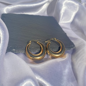 14k Vergoldung Creole Ohrringe Ovale Ohrringe Chunky Oval Ohrringe Chunky Gold Ohrringe Donut Creolen Mond Creolen Ohrringe Muttertagsgeschenk