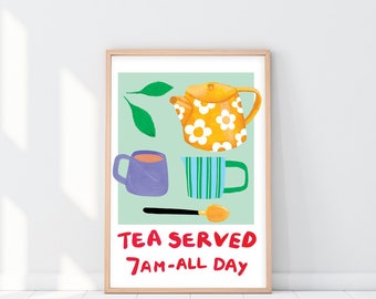 Impresión servida de té / Decoración de cocina / Arte de cocina / Impresión de arte de té / Regalo amante del té