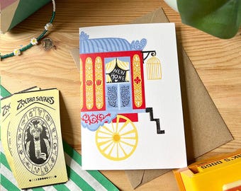 Nouvelle maison Carte Nouvelles aventures | carte déménagement | vintage de fête foraine | Conception de caravane