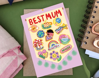 Best Mum - Badge Pennant Card