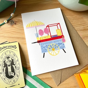 La pareja más dulce / Tarjeta de boda / Compromiso / Tarjeta de aniversario / Algodón de azúcar / Tema de feria vintage