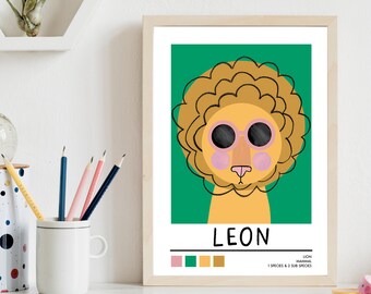 Lion Print | Jungle Nursery | Animal Nursery | Wild Animals Kids Room Print