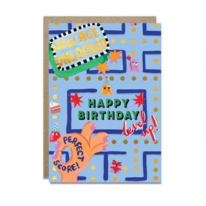 Carte d'anniversaire de joueur rétro image 2