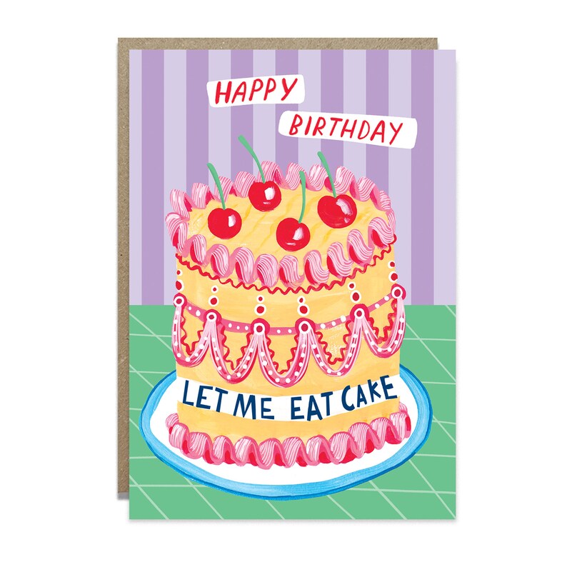 Cartão de bolo de aniversário - Deixe-me comer bolo imagem 3