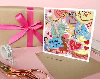 Kitsch Romantic Love Card - Anniversaire - Mariage - Saint-Valentin