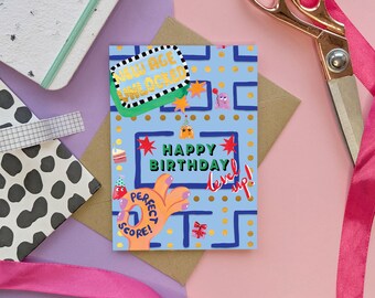 Carte d'anniversaire de joueur rétro