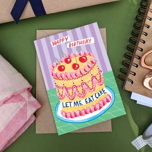 Cartão de bolo de aniversário - Deixe-me comer bolo imagem 2
