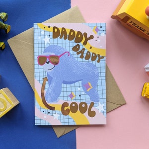 papa cool carte de voeux | carte fête des pères | Carte spéciale fête des pères dorée | Carte de pères drôles