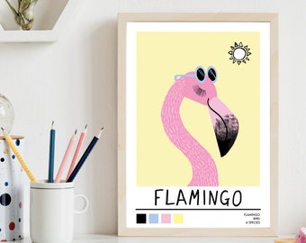 Estampa Flamingo | Berçário da selva | Decoração de berçário de animais selvagens