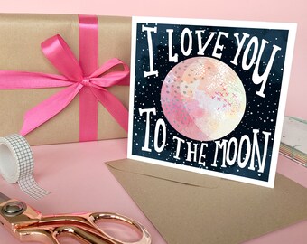 Cartão de aniversário ou dia dos namorados te amo até a lua