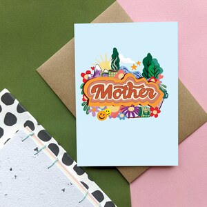 Mãe - Cartão de Dia das Mães | Cartão de Acampamento Estilo Anos 70 | Cartão Fofo para a Mãe | Cartão Doce de Dia das Mães