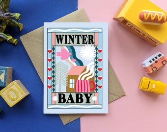 Cartão de bebê novo - inverno