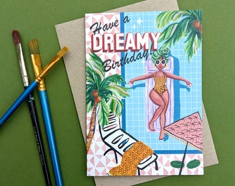 Have a Dreamy Birthday Card - Retro Vacation Theme