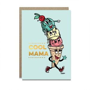 Cartão de Dia das Mães - Cool Mama | Cartão de Dia das Mães com Folha de Ouro | Cartão Engraçado e Fofo para a Mãe imagem 2