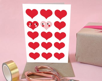 Cartão de amor de corações corados