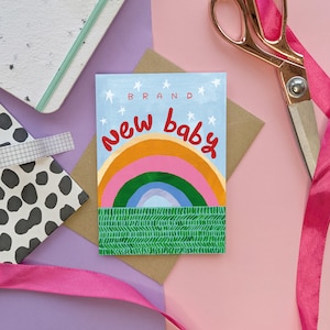 Gloednieuwe babykaart, welkomstbabykaart, kleurrijke babykaart, VK ontworpen | Babyshowerkaart | Babyjongen | Babymeisje