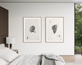 Wabi Sabi Two Piece Wall Art Set, Japandi Zen Posters, Japanese Neutral Gallery Wall Set, Trending Now Japandi Art, Japanese Posters Set