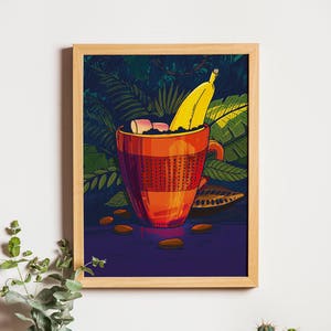 Burnt orange downloadable print, Botanical poster, Tumblr room decor, Printable artwork, Banana leaf print, Tropical leaf print