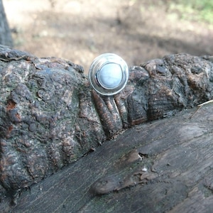 Howlite cabochon gemstone Disc Shaped 925 Sterling Silver ring distintivo