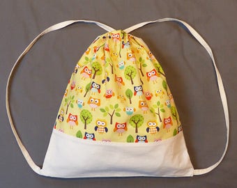 sac à dos enfant motif petites chouettes et écru