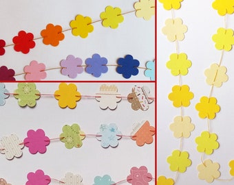 Guirlande fleurs multicolores ou fleurs jaunes 2,20 m papier