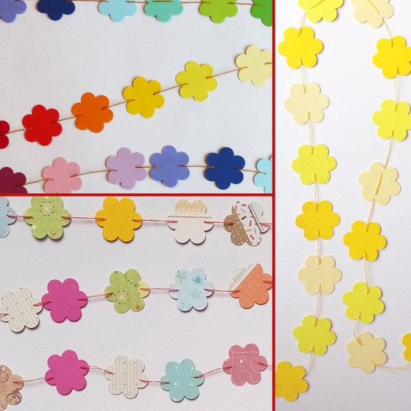 Guirlande fleurs multicolores ou fleurs jaunes 2,20 m papier