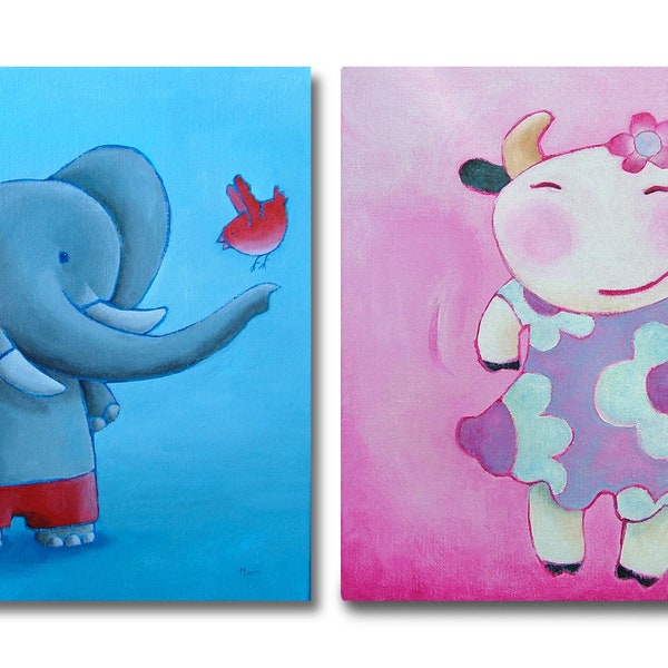 peinture sur toile Miss Adèle la vache ou éléphant