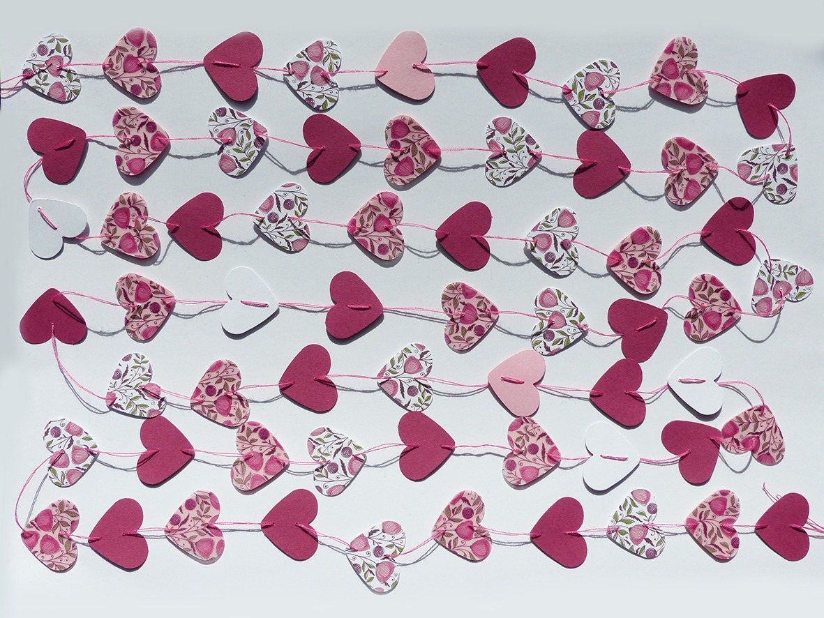 Guirlande de Cœurs Fleuris Roses 2, 30 M ou Kit Diy