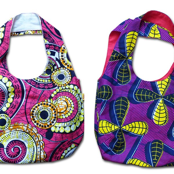 sac réversible Kaly ou Adjo motif wax poche